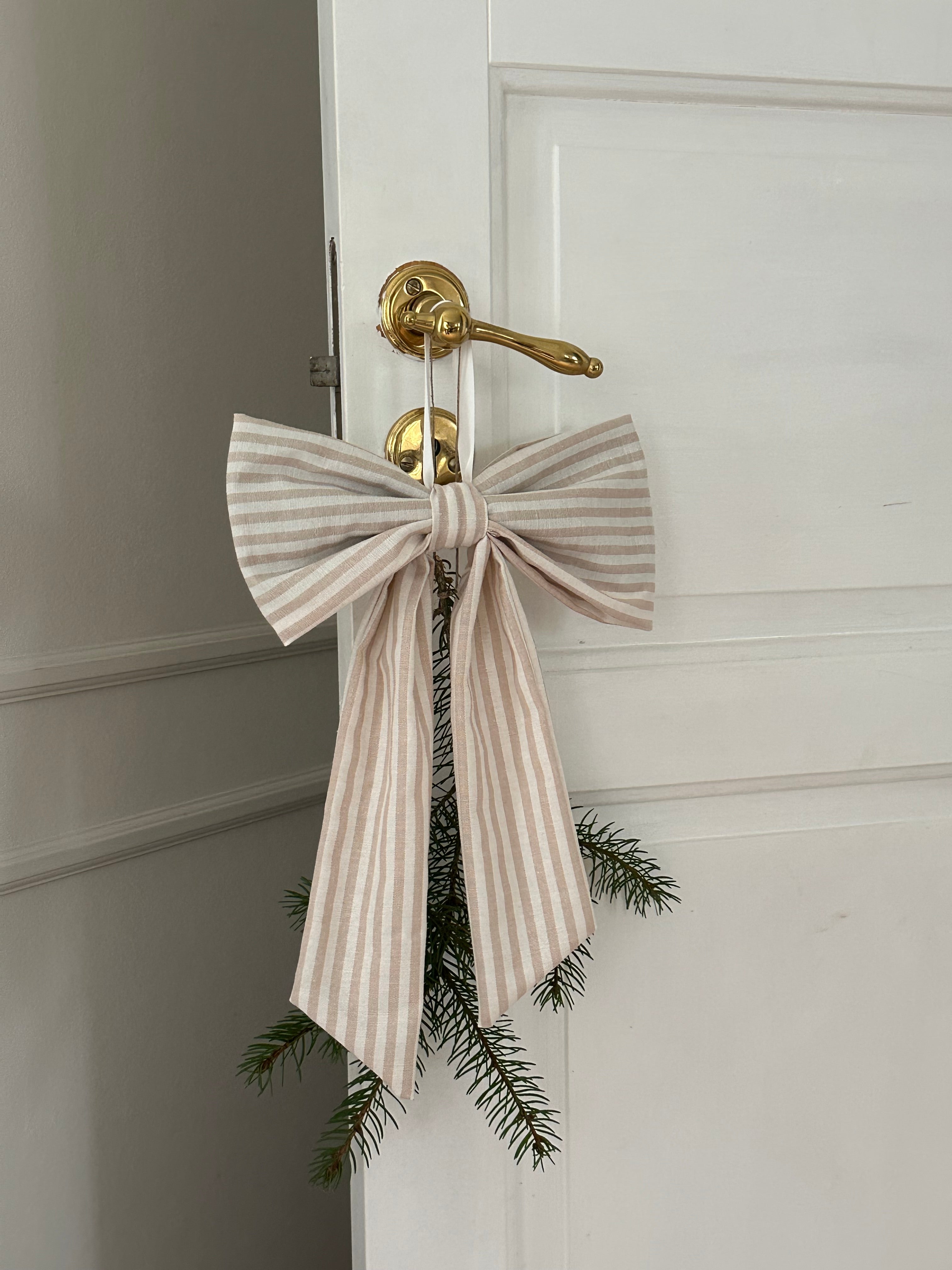 Big bow randig beige