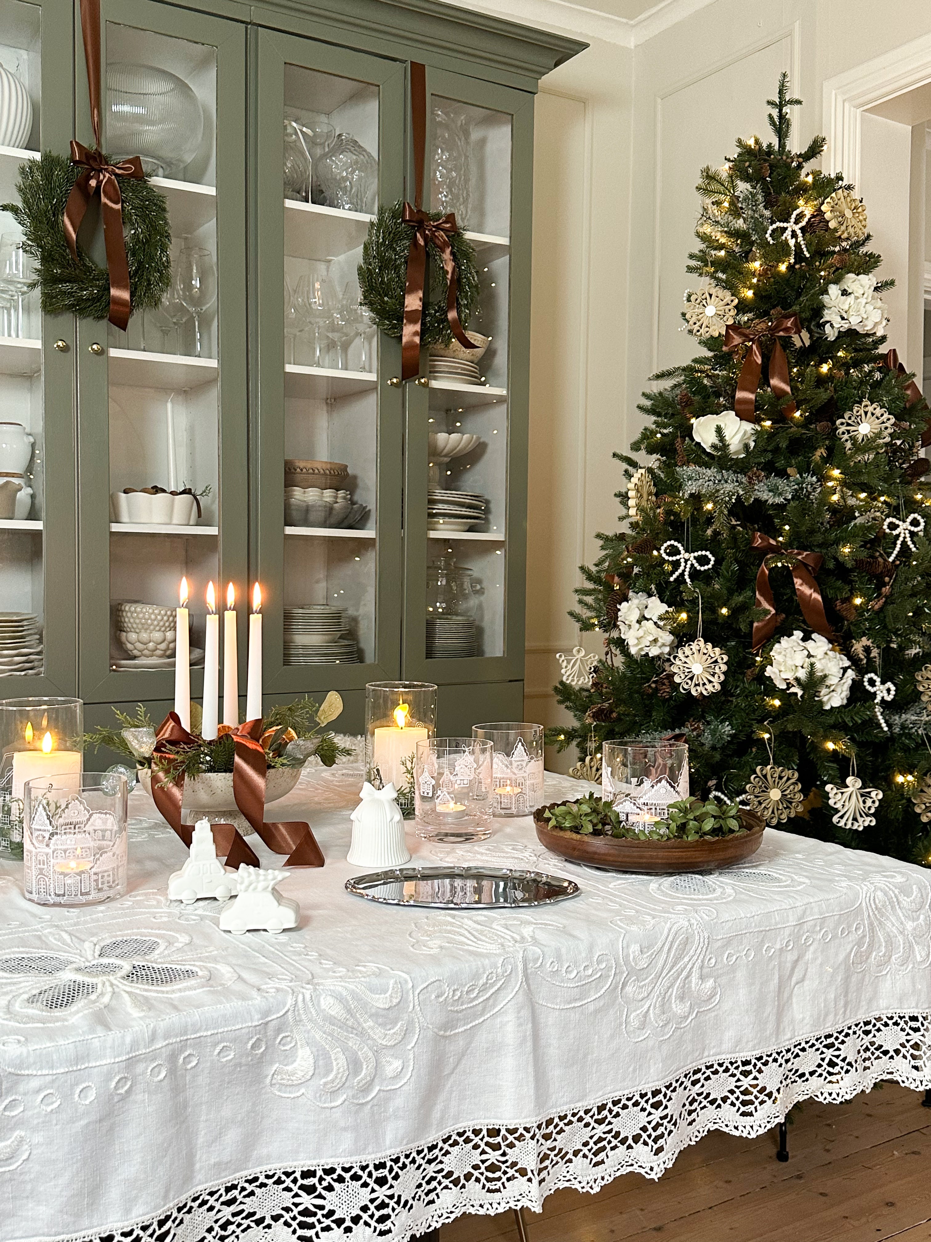 Julgranshänge rosett pärlor