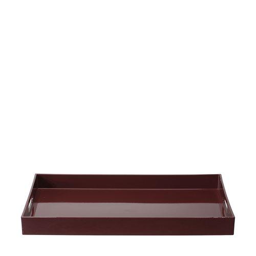 Bricka burgundy - large i vinröd plast med diskreta handtag, 45 x 30 x 4 cm.